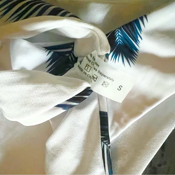 White Navy Monokini Tropical Beachwear Printed Swim Bottom Small - Picture 4 of 6